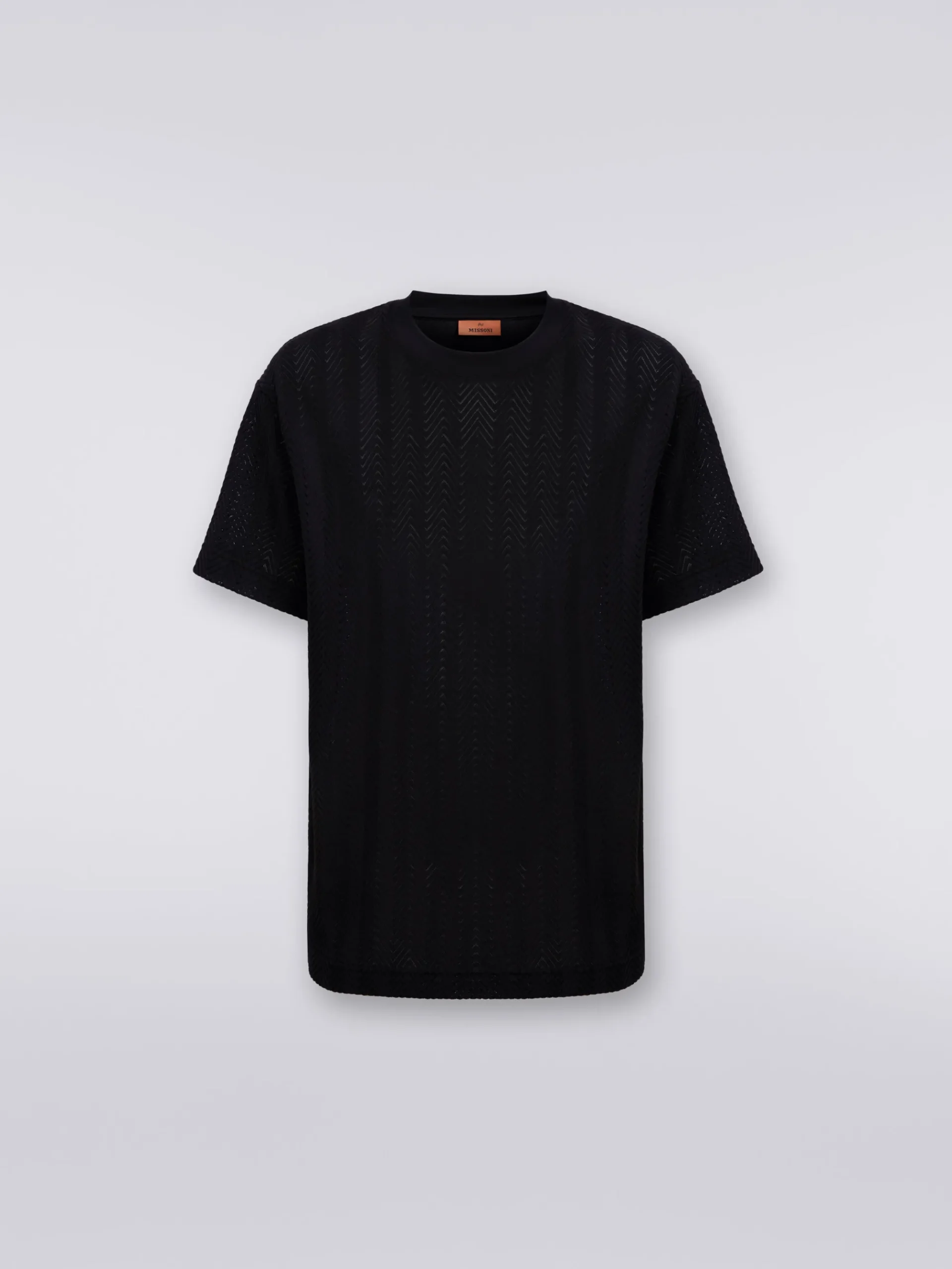 T-shirt girocollo in cotone e viscosa chevron