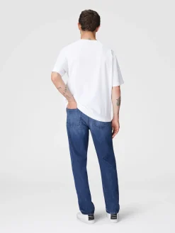 T-shirt girocollo in cotone con inserto zig zag tono su tono