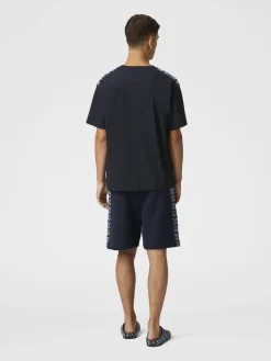 T-shirt girocollo in cotone con inserti chevron sulle spalle