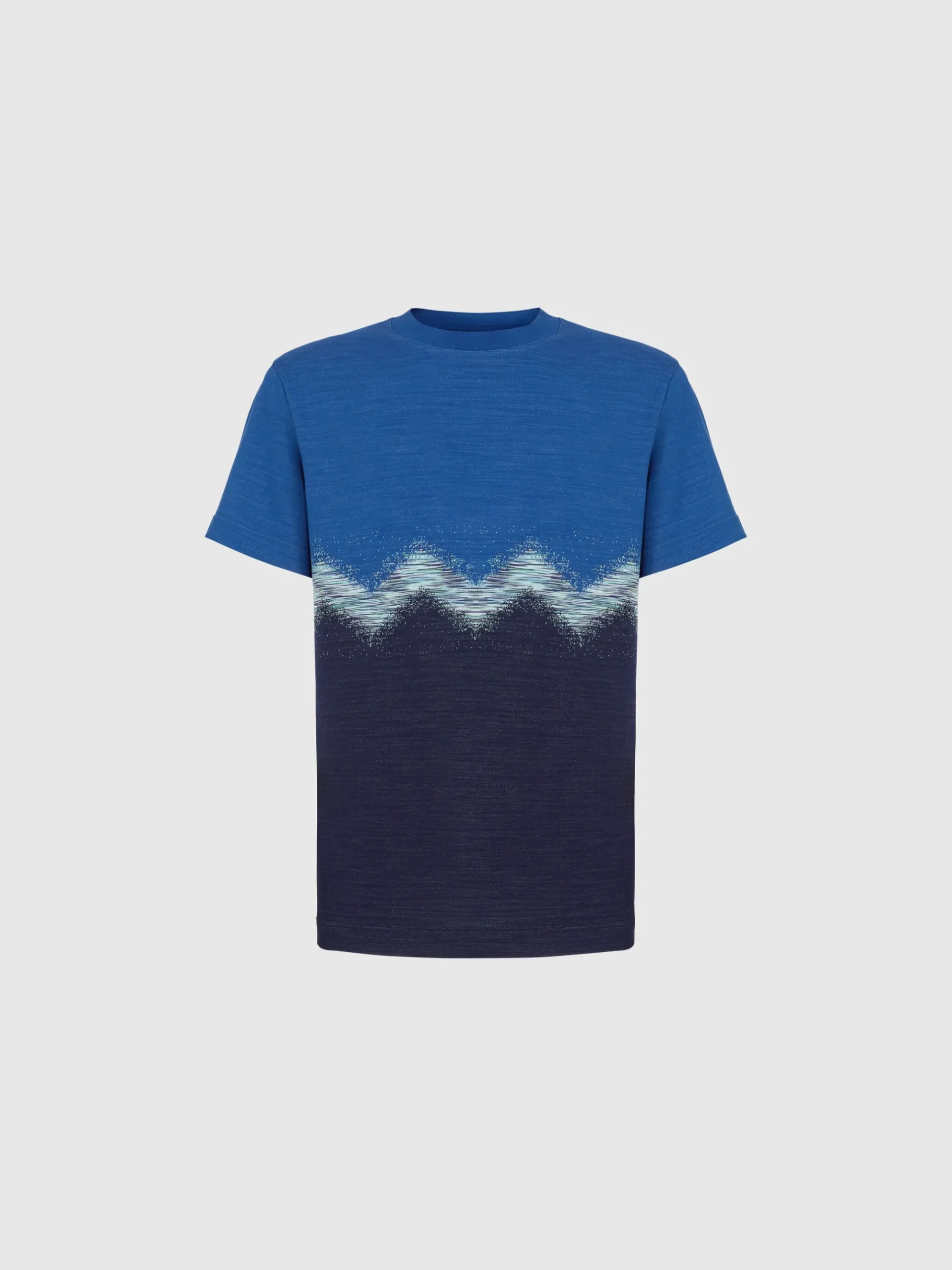 T-shirt girocollo in cotone con zig zag fiammato