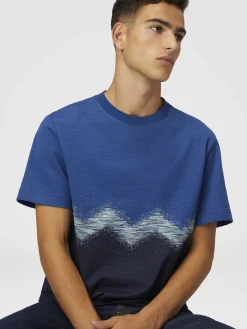 T-shirt girocollo in cotone con zig zag fiammato