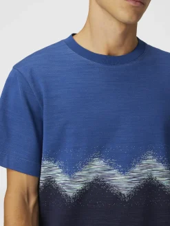 T-shirt girocollo in cotone con zig zag fiammato