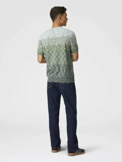 T-shirt girocollo in cotone fiammato dégradé