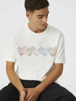 T-shirt girocollo in cotone con inserto zig zag sfumato