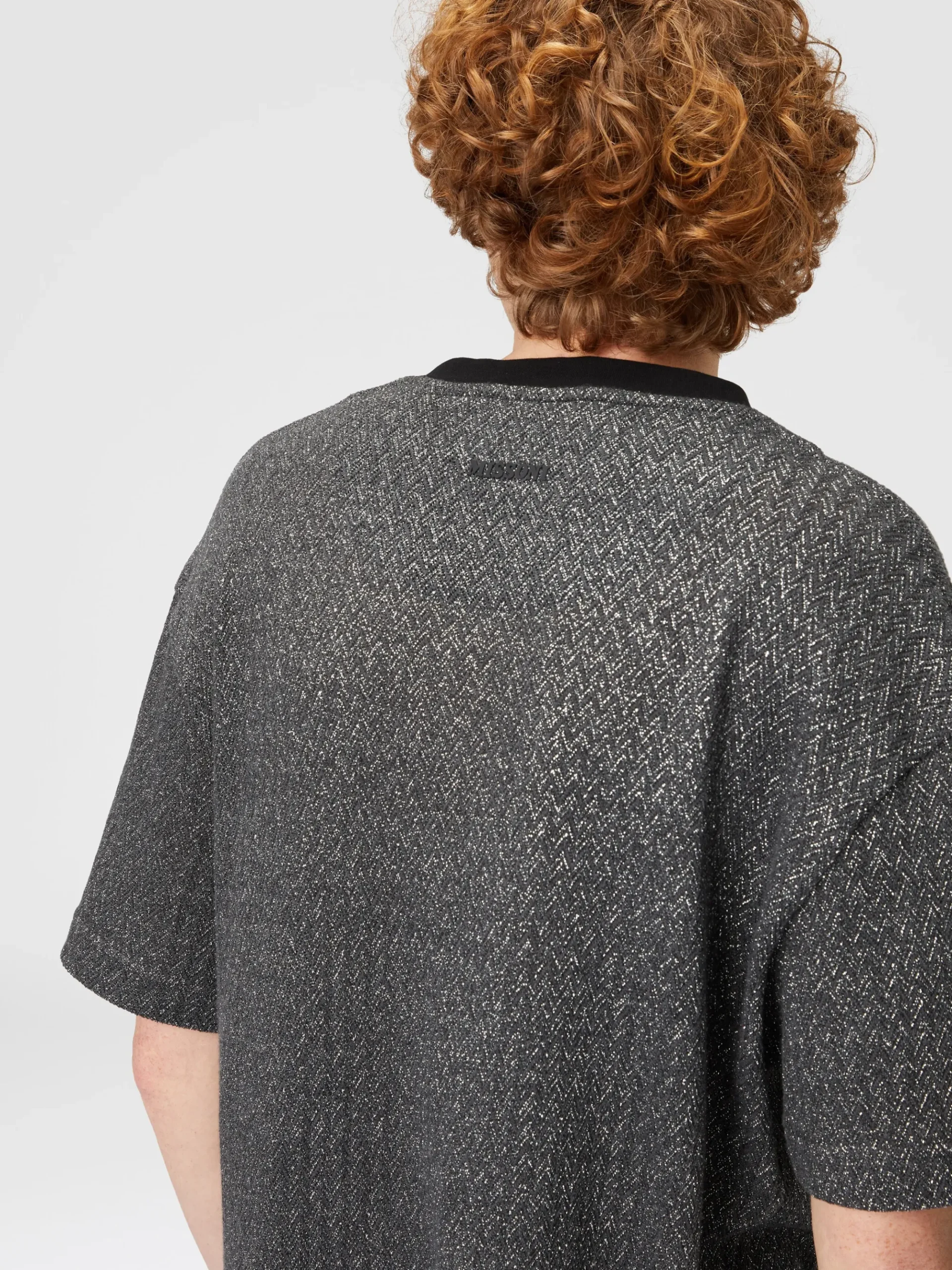 T-shirt in cotone e viscosa zig zag lamé