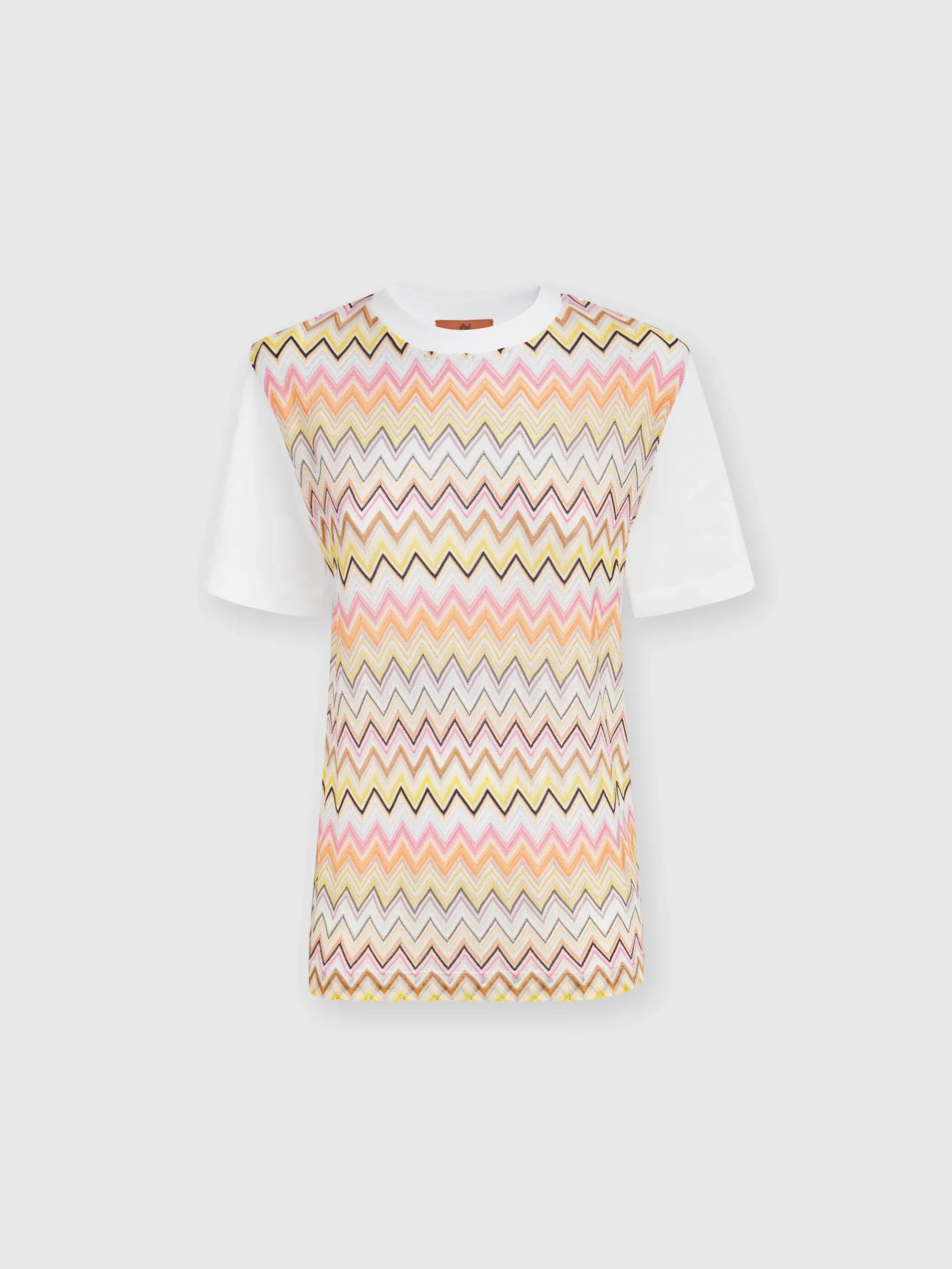 T-shirt in jersey di cotone con inserti chevron