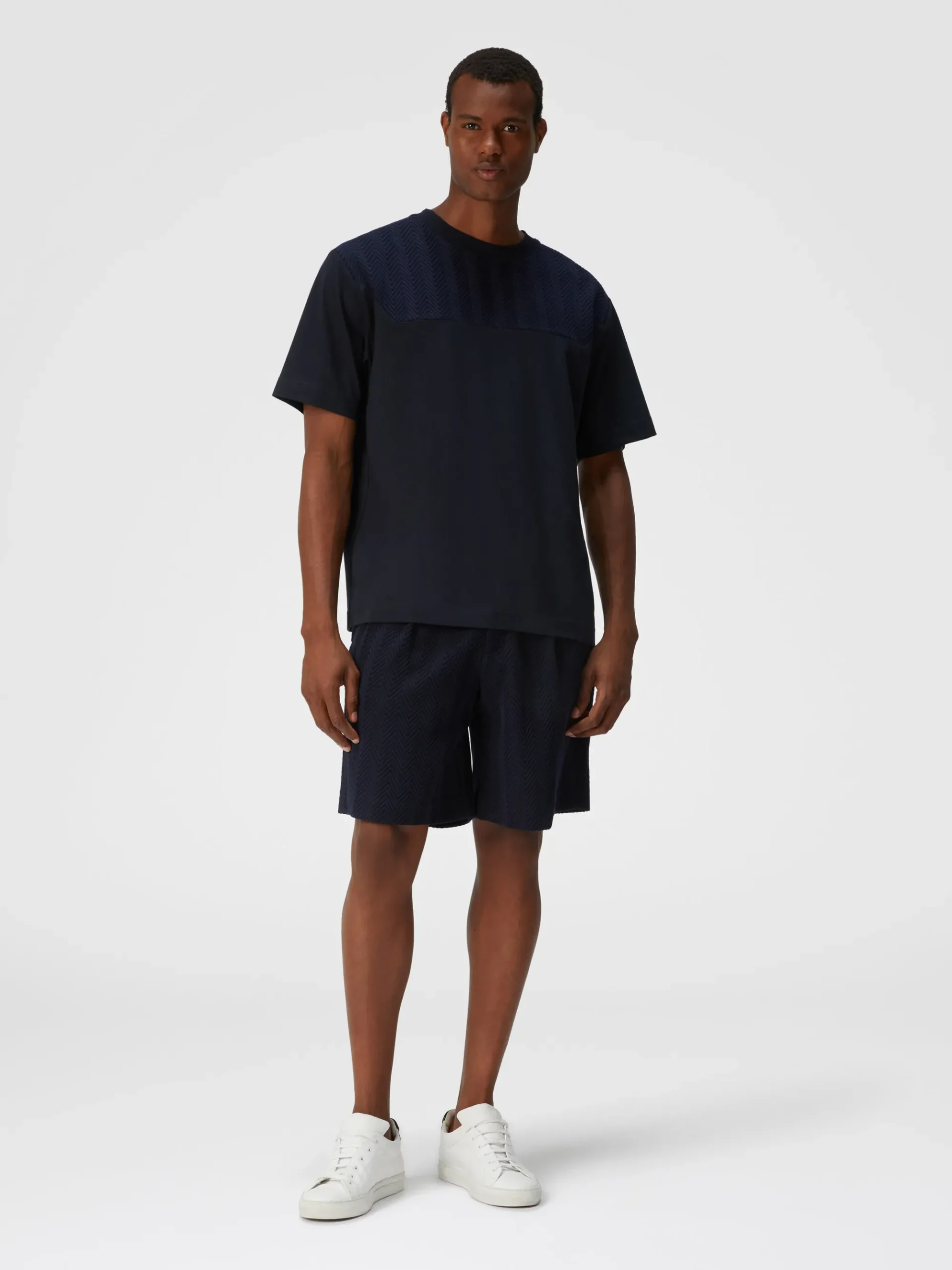 T-shirt in jersey di cotone con inserto zig zag