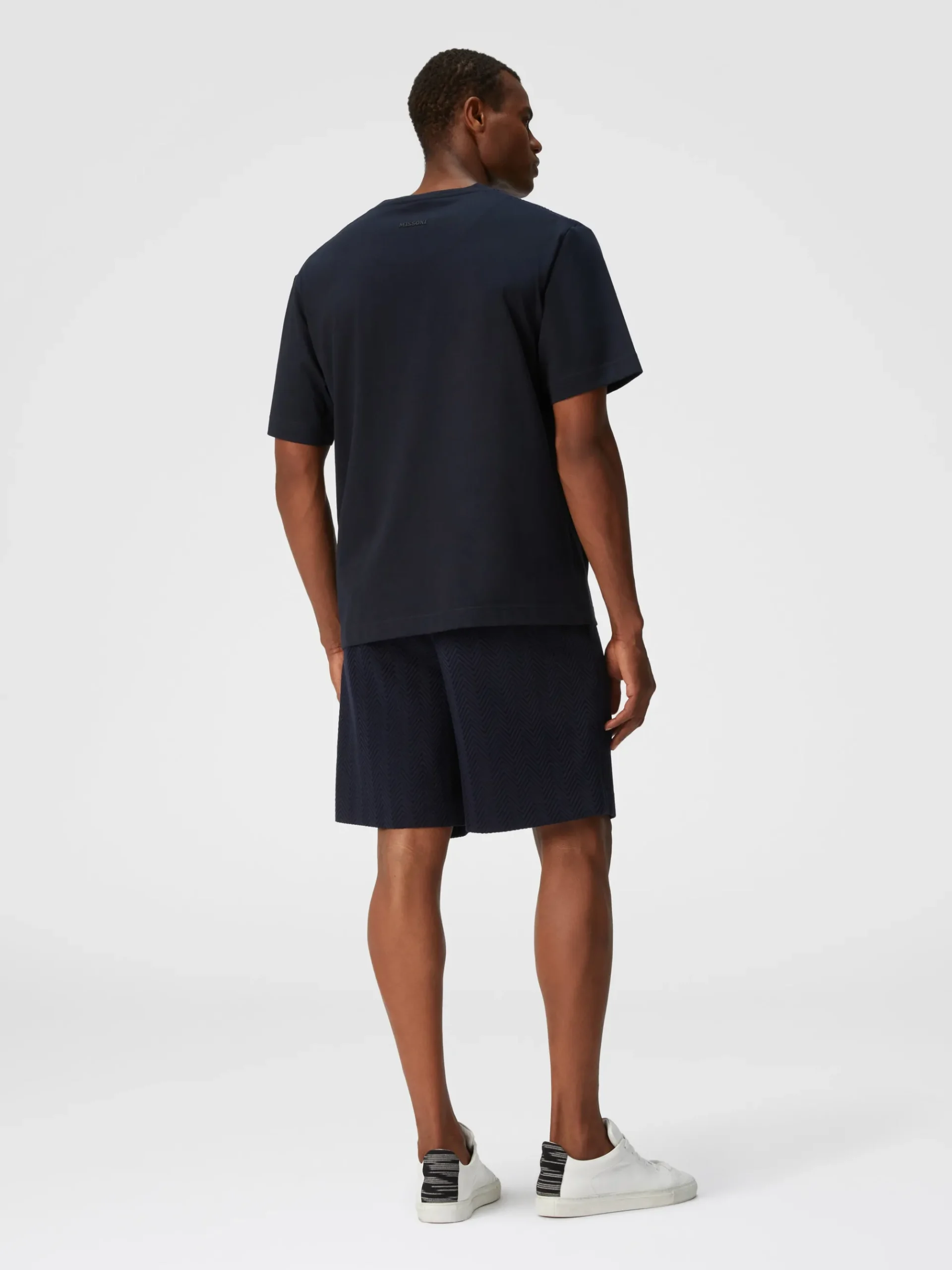 T-shirt in jersey di cotone con inserto zig zag