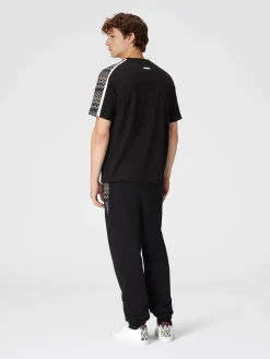 T-shirt in jersey di cotone con inserti zig zag
