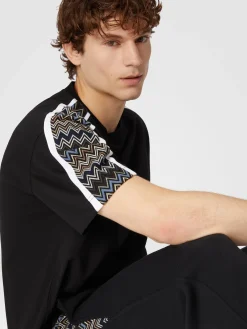 T-shirt in jersey di cotone con inserti zig zag