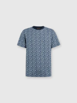 T-shirt in jersey di cotone jacquard zig zag