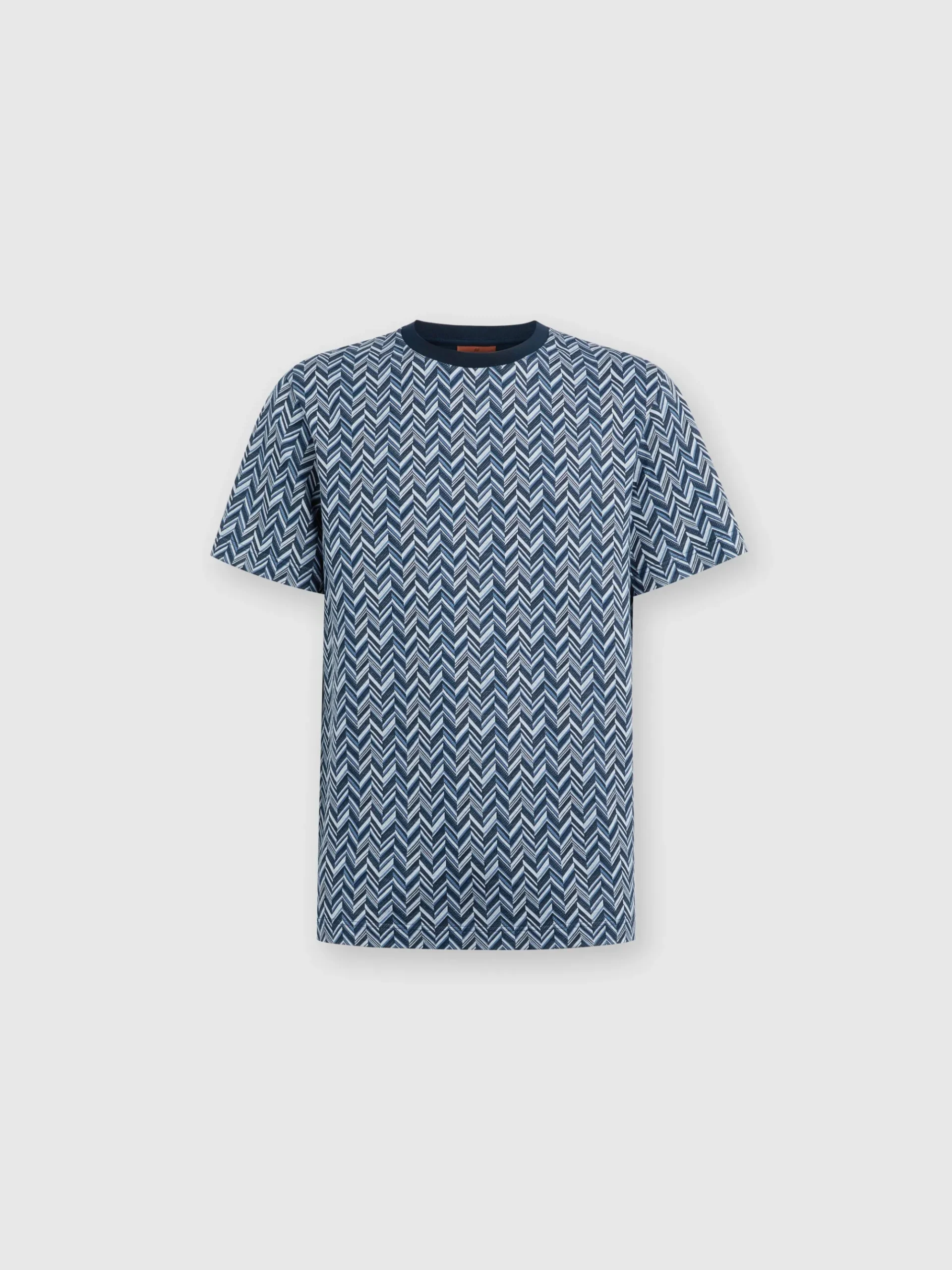 T-shirt in jersey di cotone jacquard zig zag