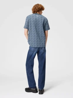 T-shirt in jersey di cotone jacquard zig zag