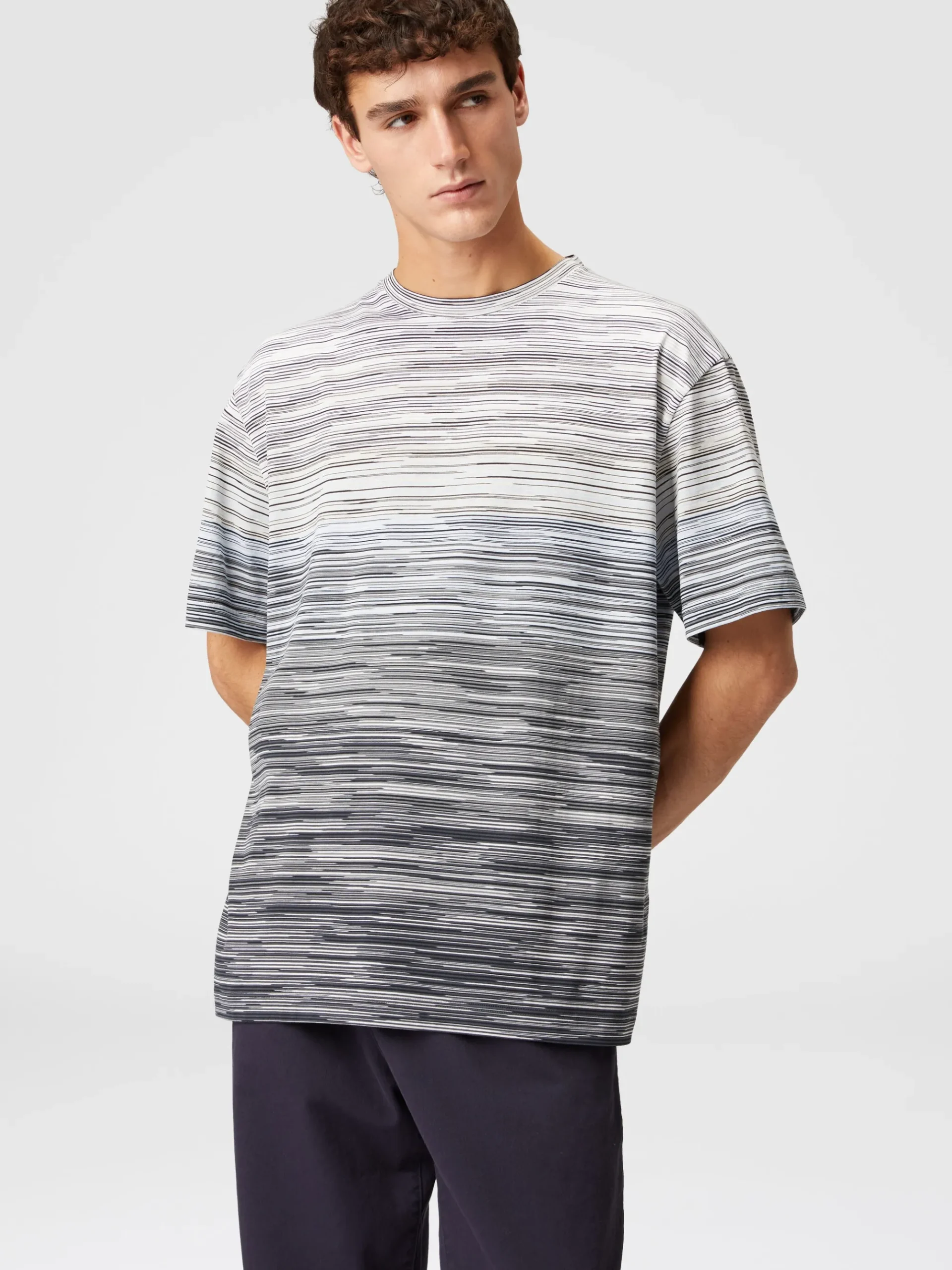 T-shirt in jersey di cotone fiammato