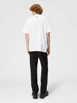 T-shirt in jersey di cotone con ricamo zig zag