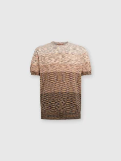 T-shirt in maglia fiammata di cotone