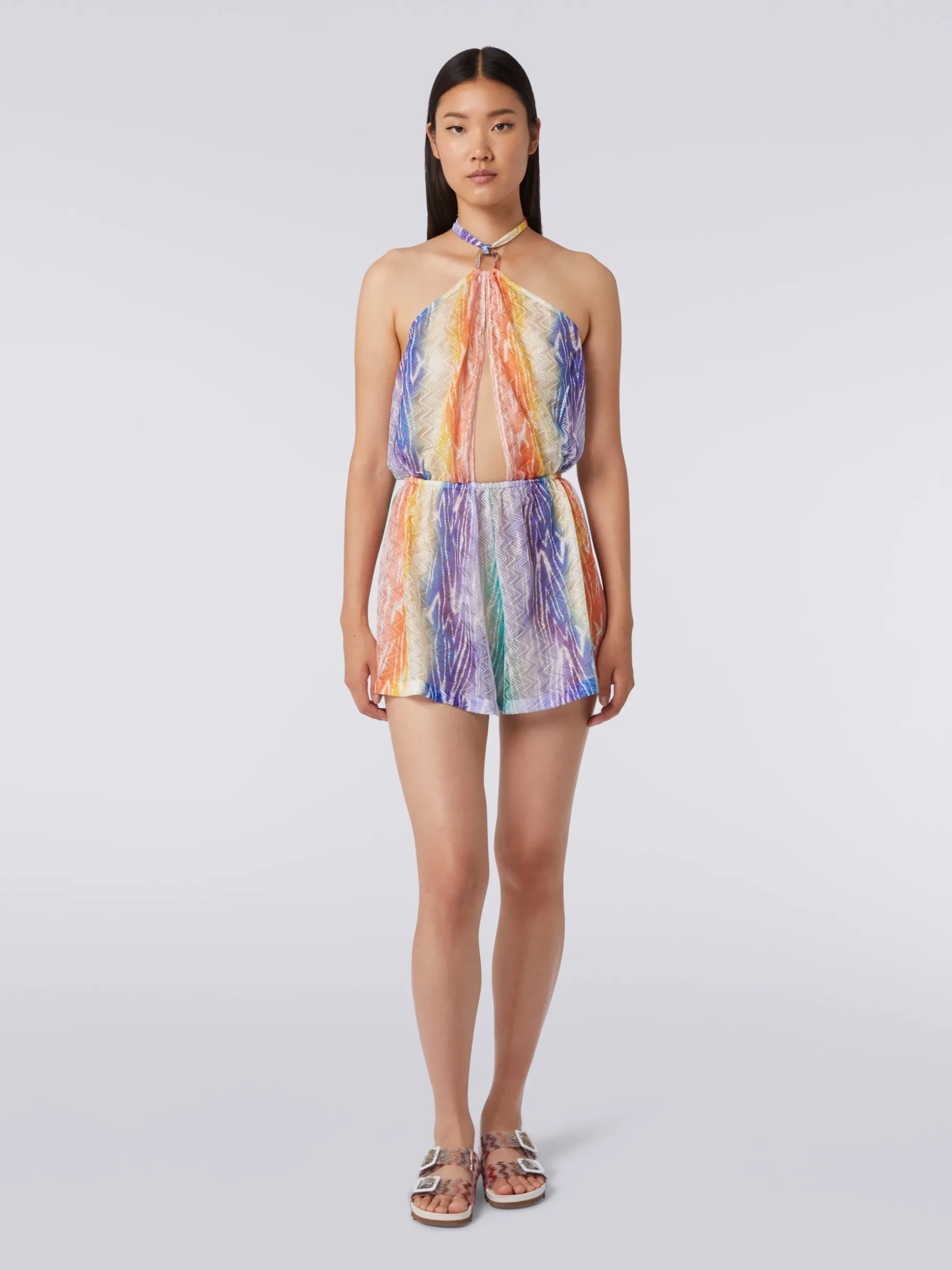 Tuta copricostume corta stampa tie-dye