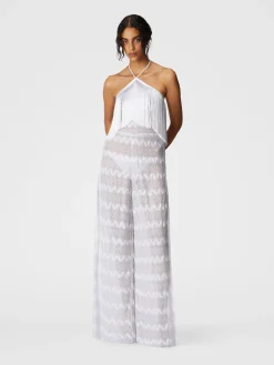Tuta in viscosa zig zag lamé con frange