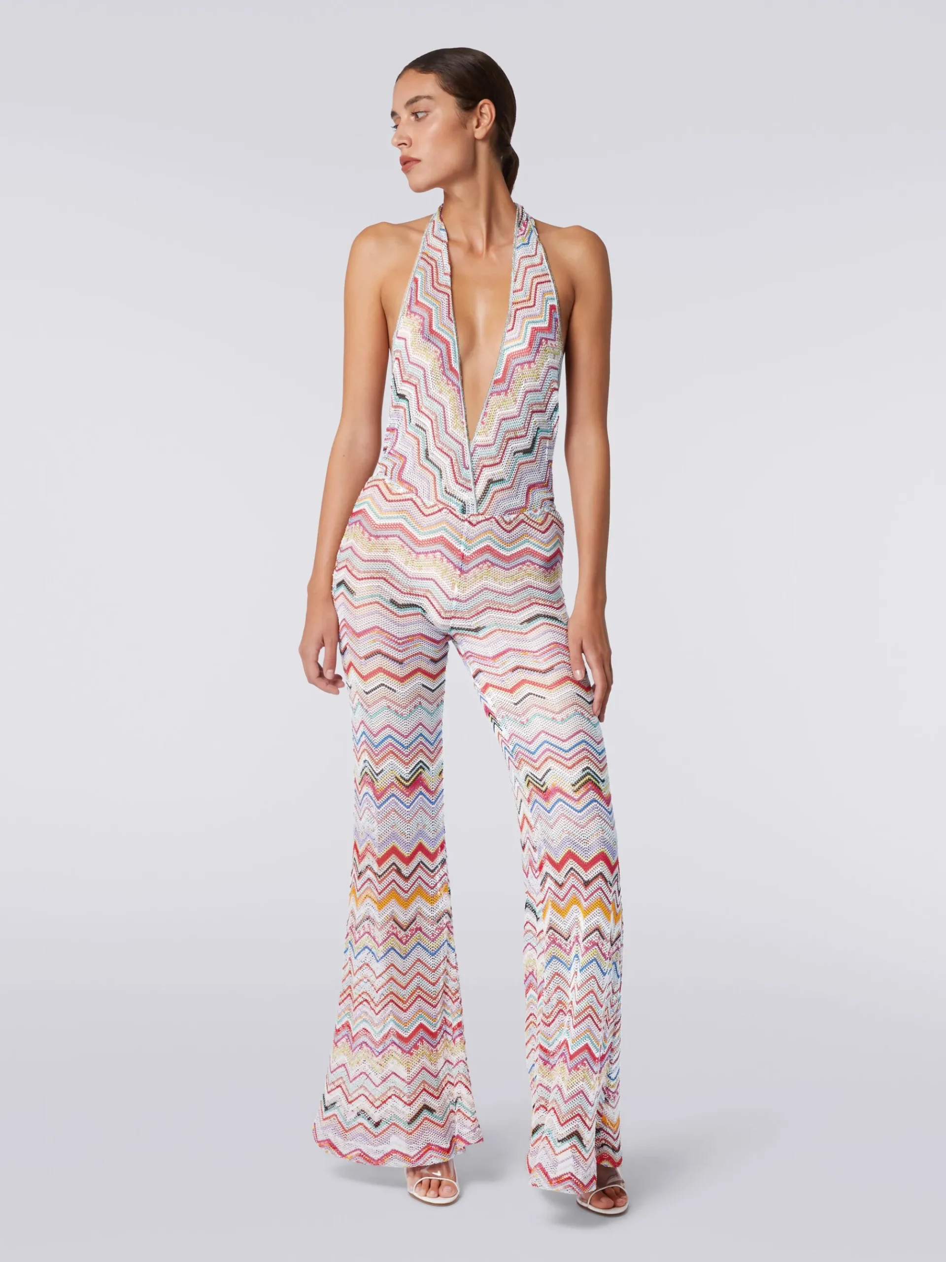 Tuta pantalone crochet con scollatura a V