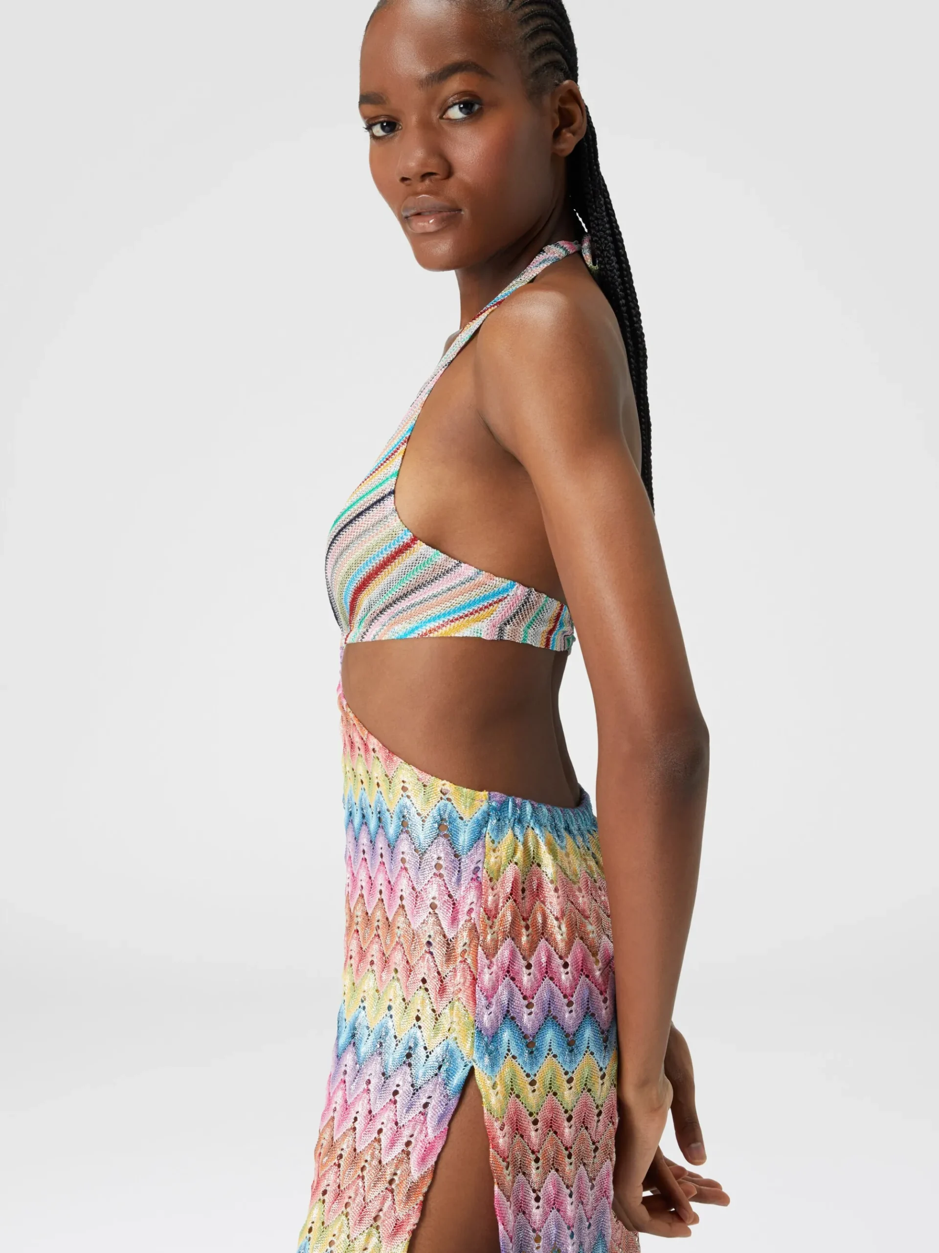 Tuta patchwork in misto cotone con dettagli cut out